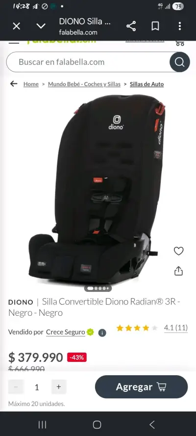 Silla de auto Diono Radian 3R negra - miniatura 4