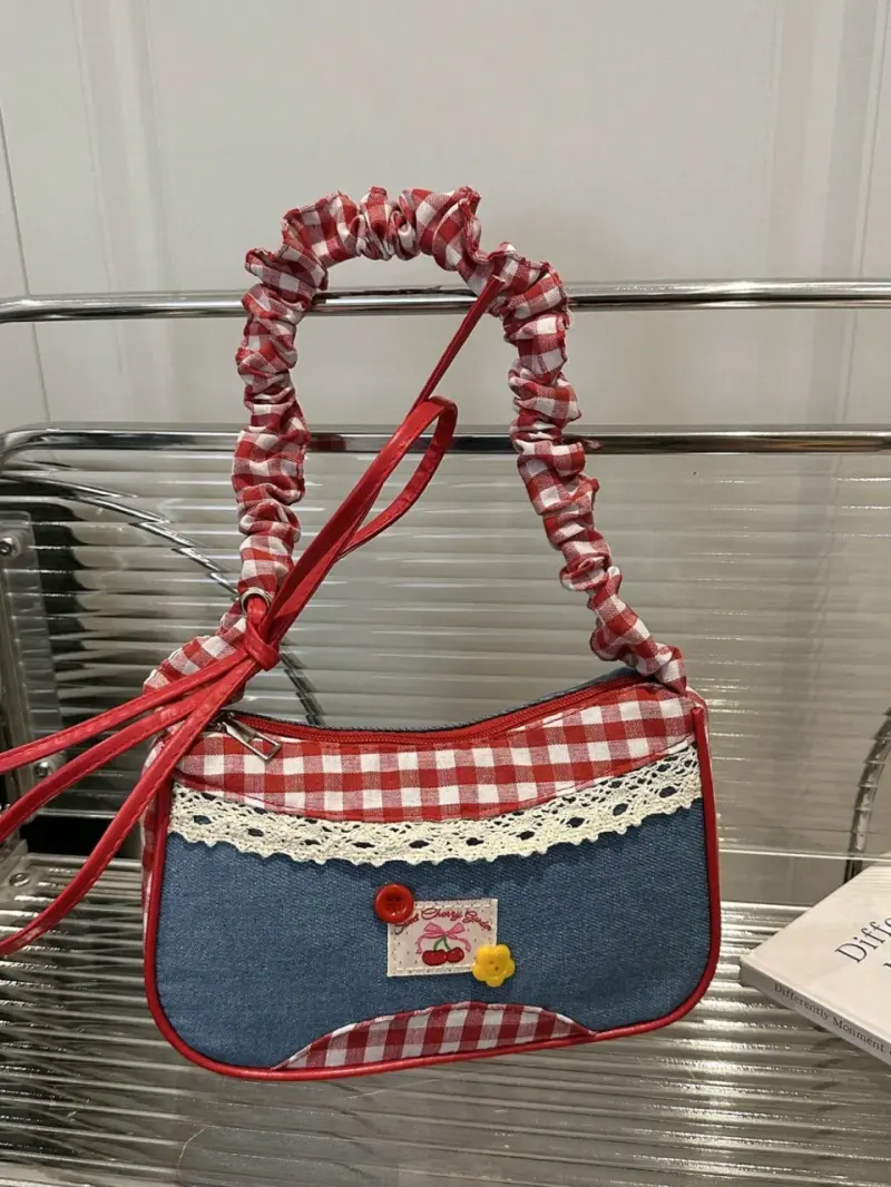 Cartera de mano vintage con diseño de cuadro - 1