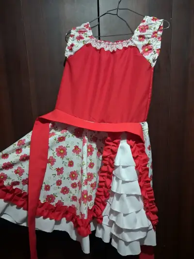 Vestido de niña rojo talla 14 - miniatura 1