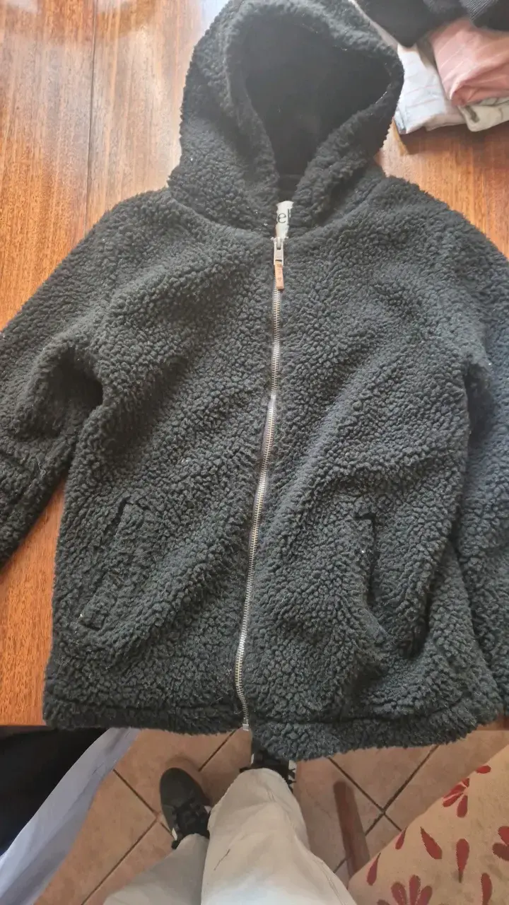 Chaqueta de lana negra con capucha Melt - 1