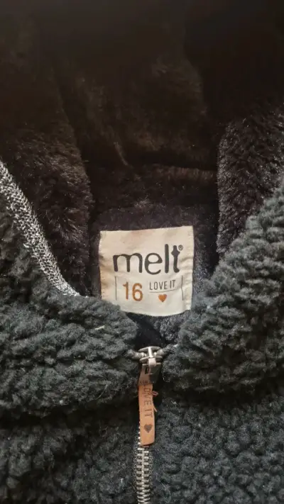 Chaqueta de lana negra con capucha Melt - miniatura 2