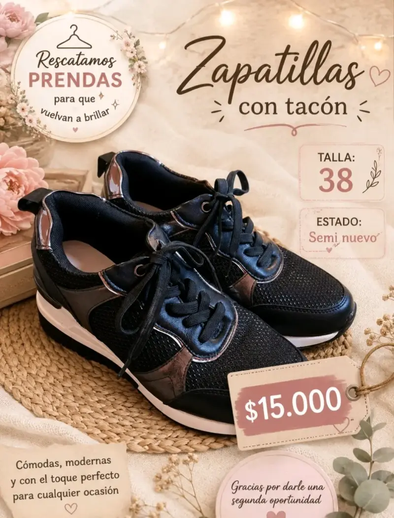 Zapatillas con tacón talla 38 semi nuevas