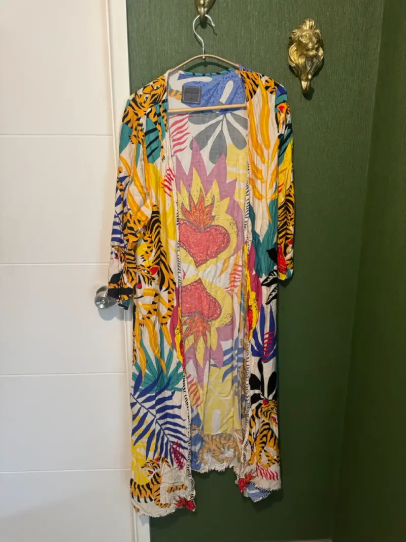 Kimono largo estampado floral multicolor - 1