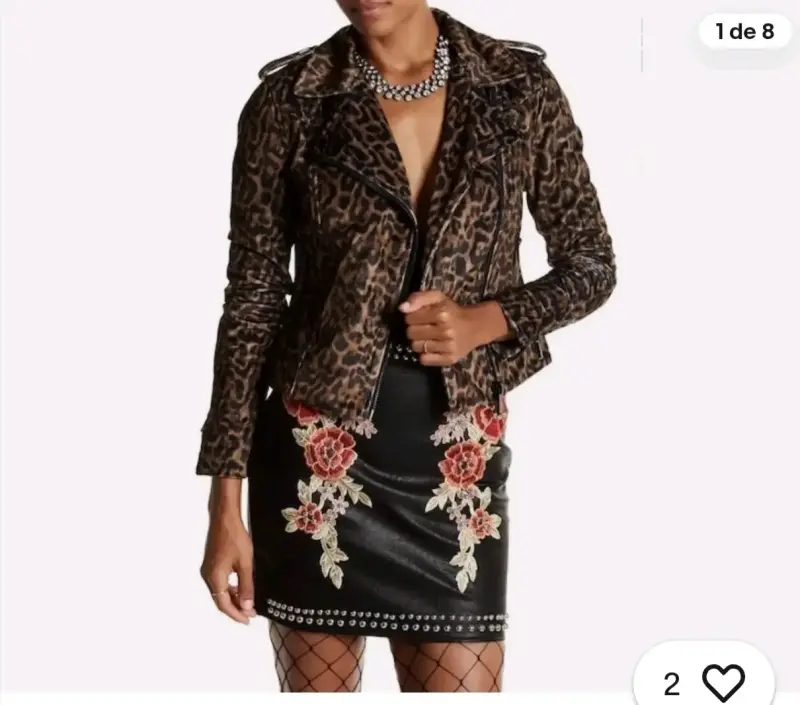 Chaqueta Y2K biker animal print marca BEBE talla M - 4