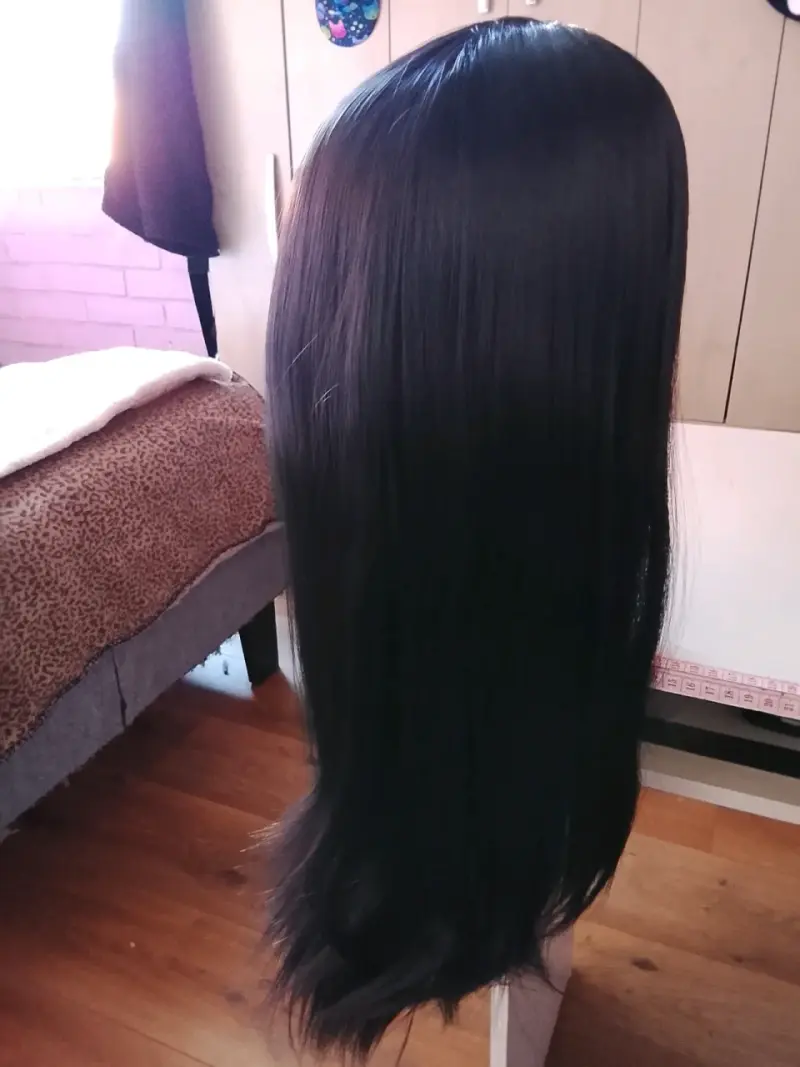 Peluca nueva, lisa, negro larga - 3