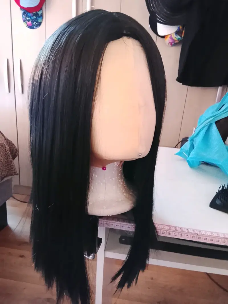 Peluca nueva corte Bob Lob clavicut negra - 1