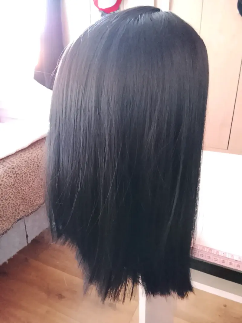 Peluca nueva corte Bob Lob clavicut negra - 3