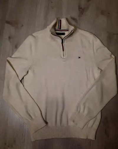 Suéter beige con cierre medio Tommy Hilfiger - miniatura 2