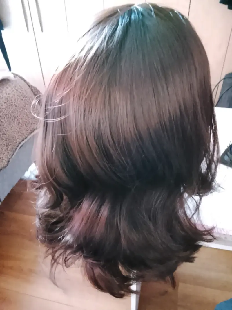 Peluca de cabello sintético castaño ondulado - 1