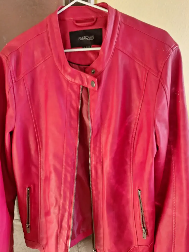 Chaqueta de cuero roja para mujer Marquis