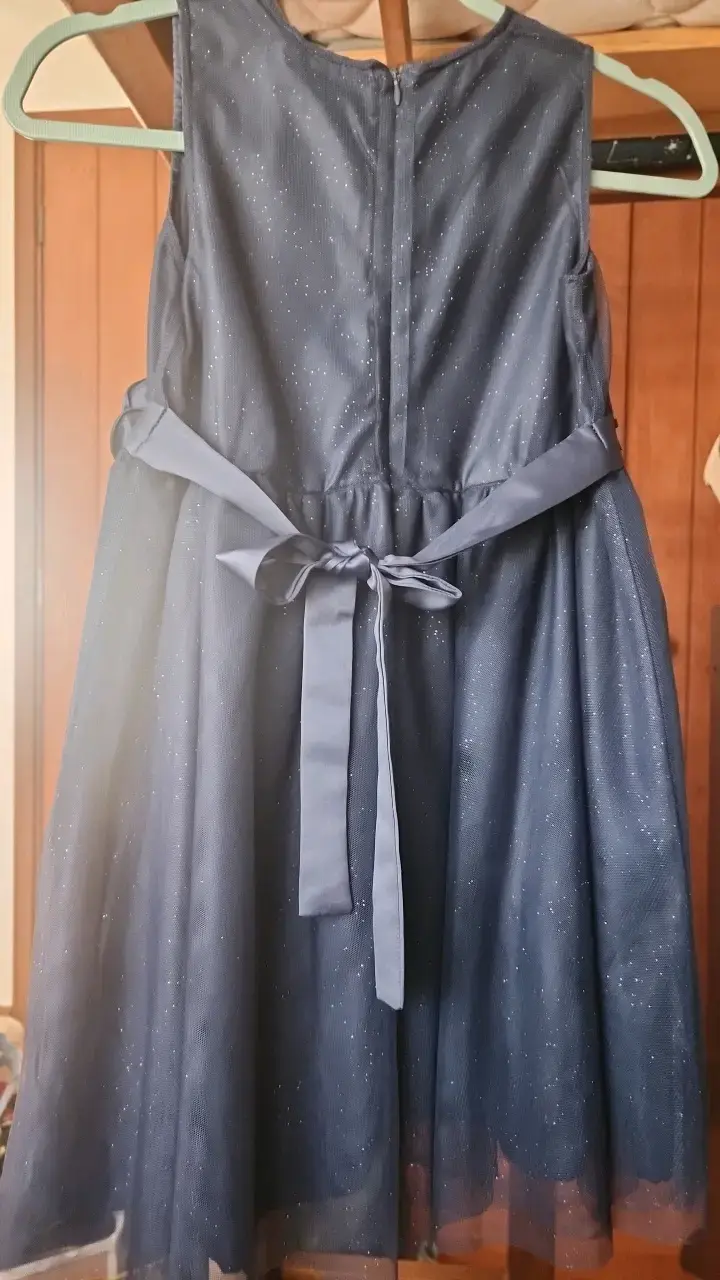 Vestido de fiesta azul para niña con flores - 2