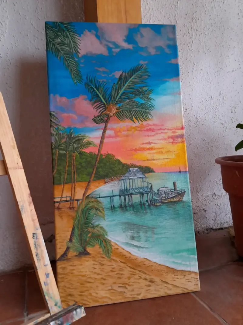 Cuadro Pintado a Mano Paisaje Montañoso - 6