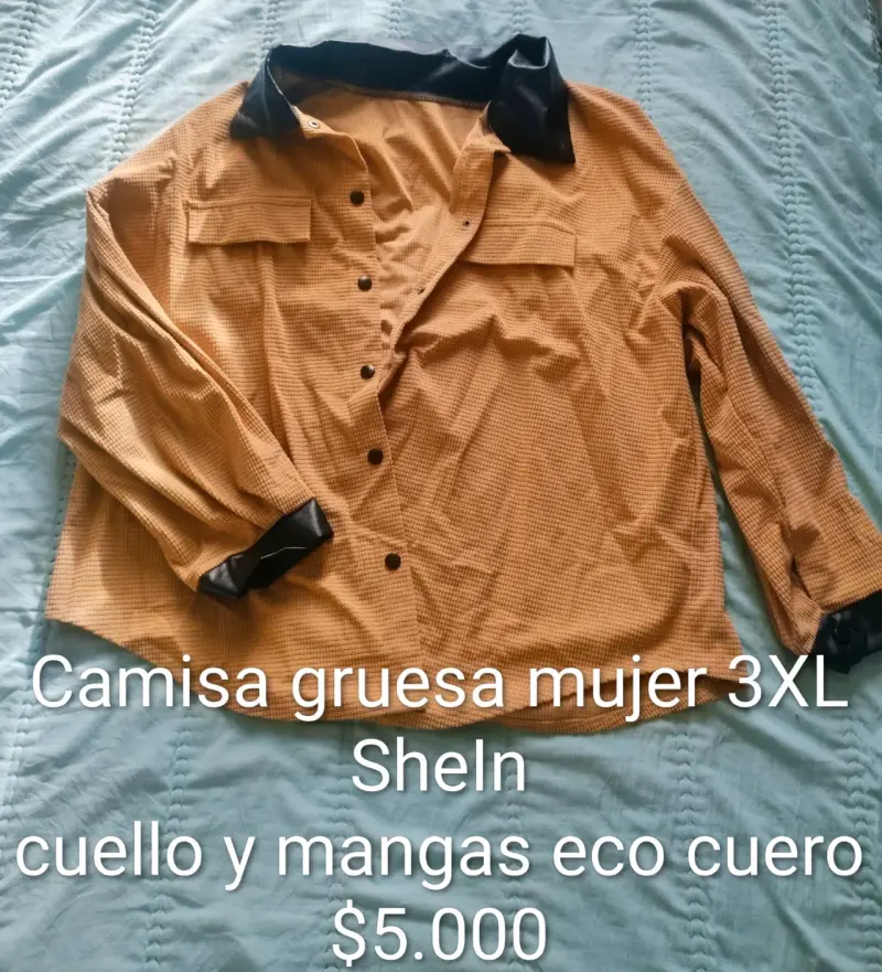 Camisa gruesa mujer 3XL con eco cuero