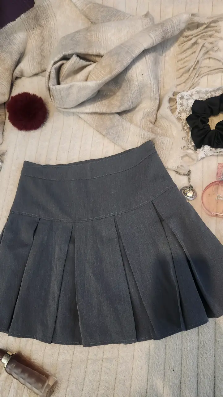 Falda plisada gris talla S - 1