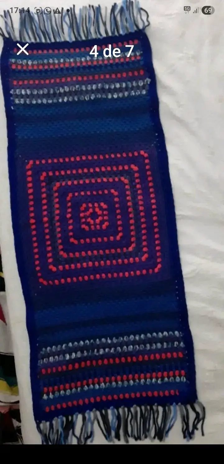 Peciera de 2plazas a crochet multicolor con flecos - 3