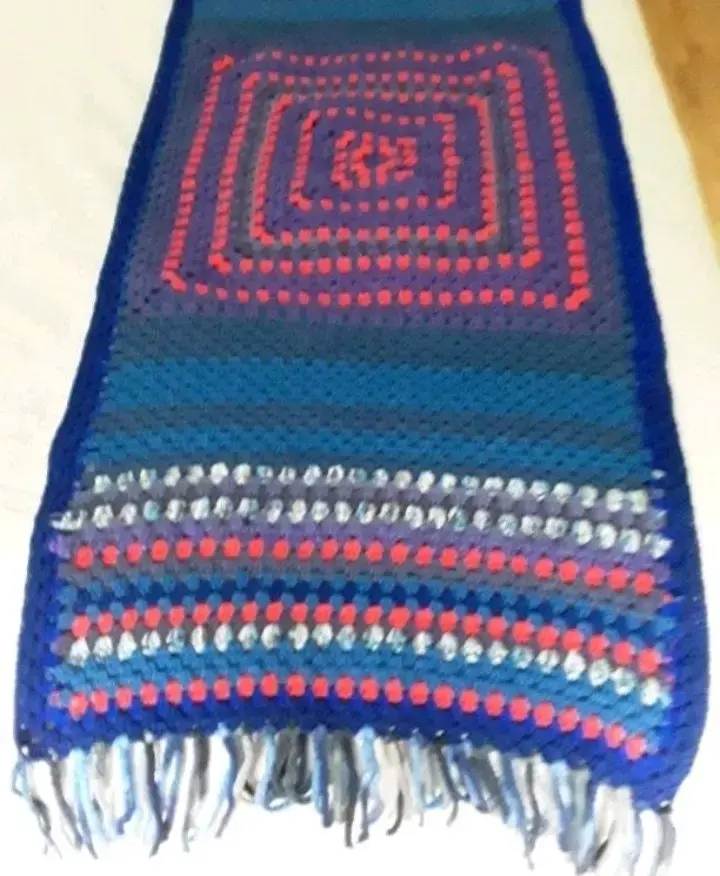 Peciera de 2plazas a crochet multicolor con flecos - 4