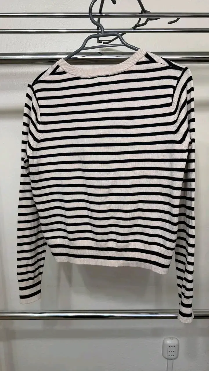 Cardigan H&M Talla M — Rayado Beige/Negro — NUEVO - 2