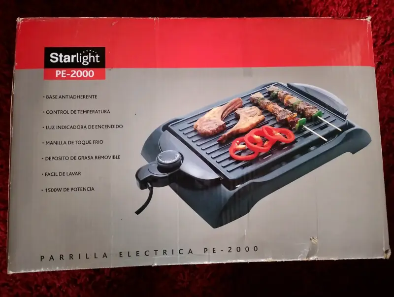 Parrilla Eléctrica Starlight PE-2000 con Control de Temperatura