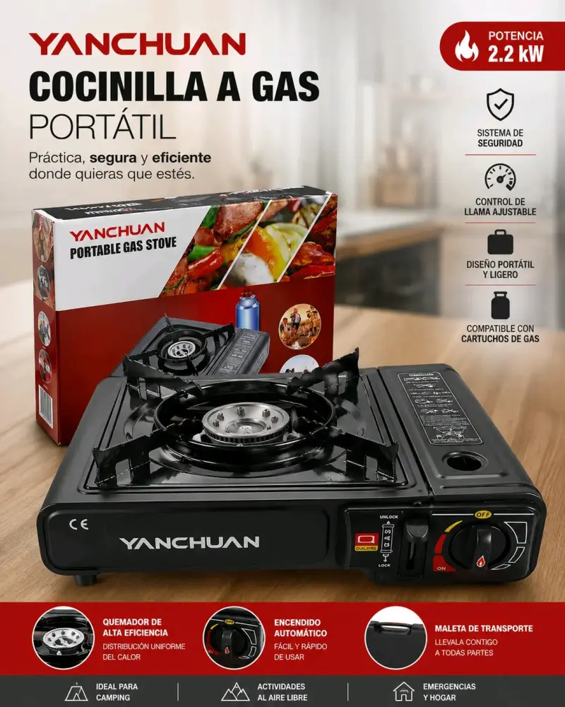 Cocinilla a gas portátil Yanchuan 2.2 kW - 1
