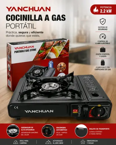 Cocinilla a gas portátil Yanchuan 2.2 kW - miniatura 1