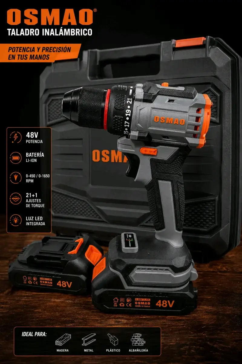 Taladro Inalámbrico Osmao 48V con Batería Li-Ion - 1