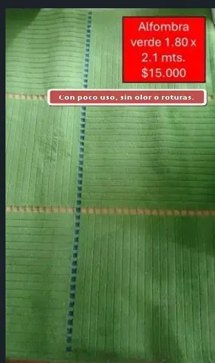 Alfombra verde 1.80 x 2.1 mts en buen estado - 1