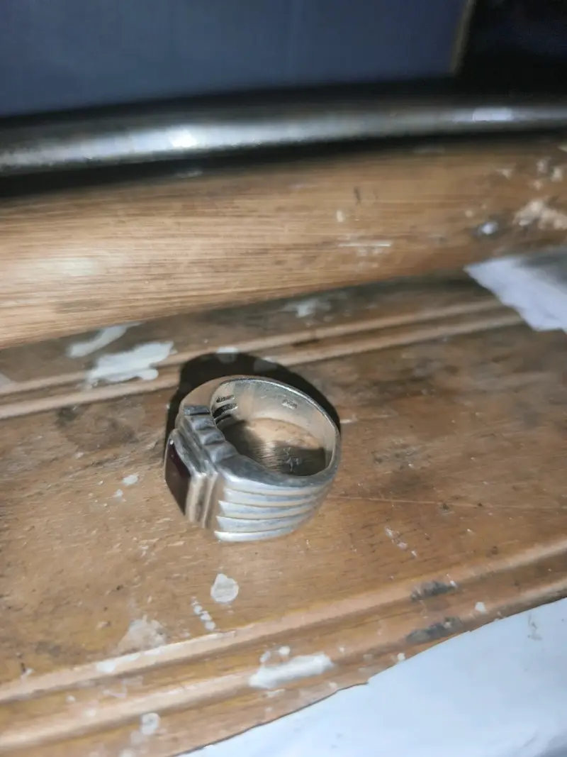 Anillo de plata con piedra roja - 3