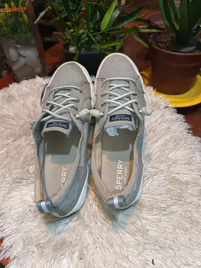 Zapatillas gris cordón cuero - miniatura 1