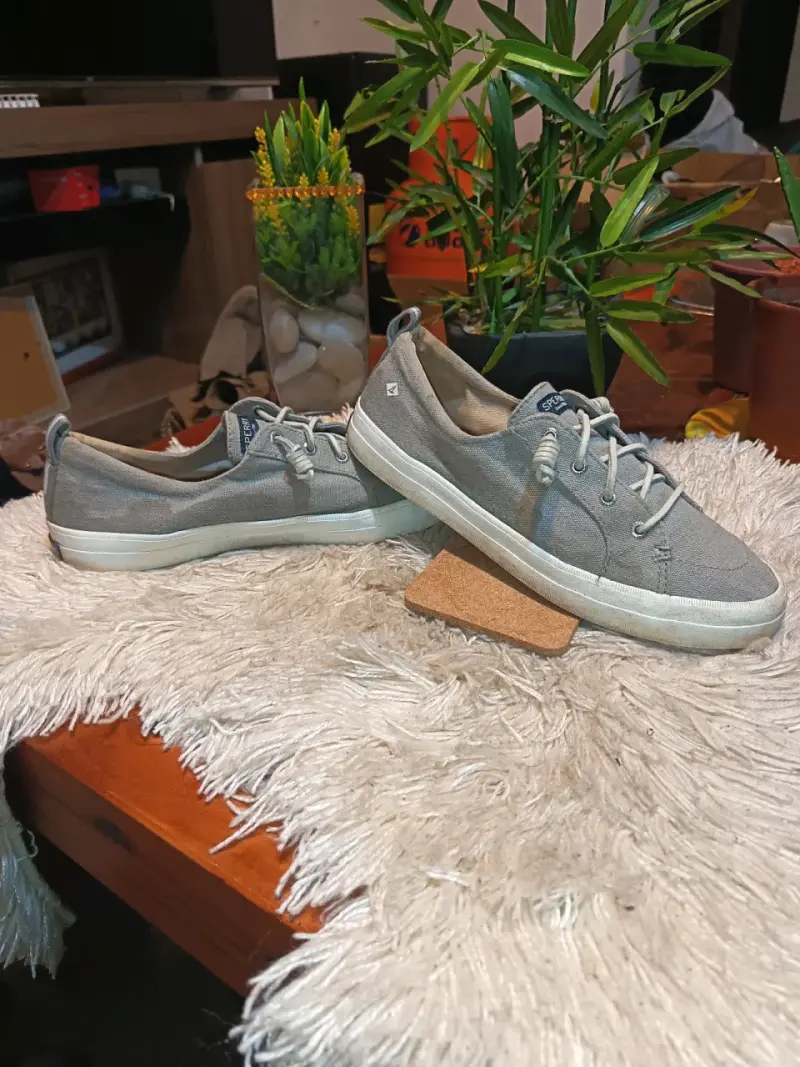 Zapatillas gris cordón cuero - 4