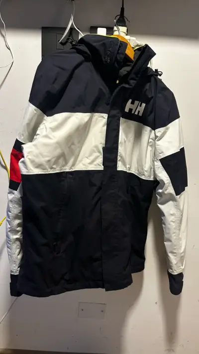 Chaqueta impermeable Helly Hansen azul y blanca - miniatura 1