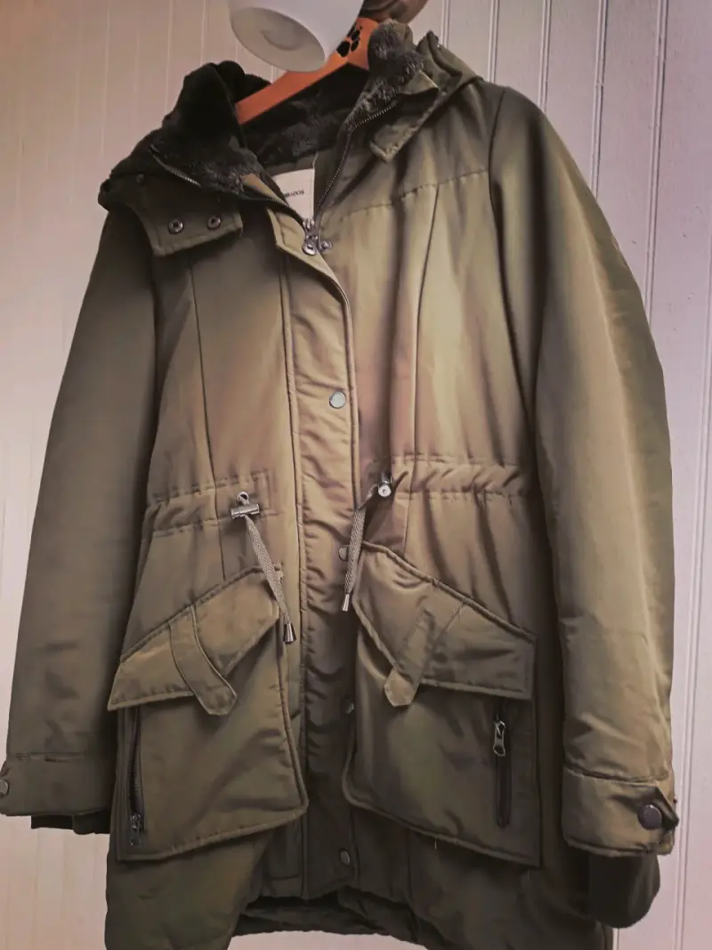 Parka verde con forro de piel Barbados talla S - 4
