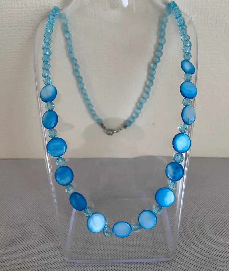 Collar de cuentas azules estilo elegante - 1