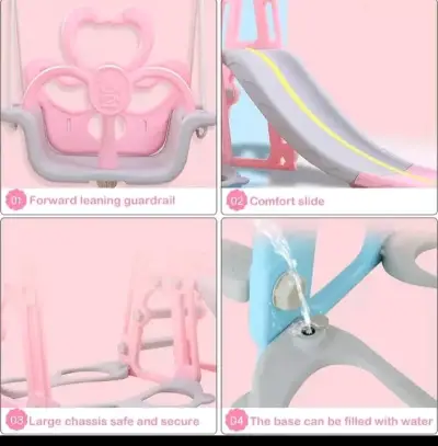 Juego infantil con columpio y resbalín rosa - miniatura 4