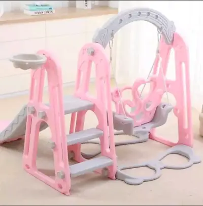 Juego infantil con columpio y resbalín rosa - miniatura 5