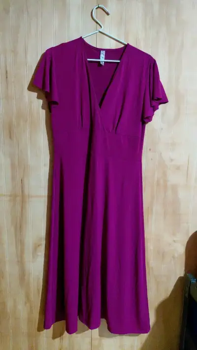 Vestido largo fucsia  manga corta - miniatura 1