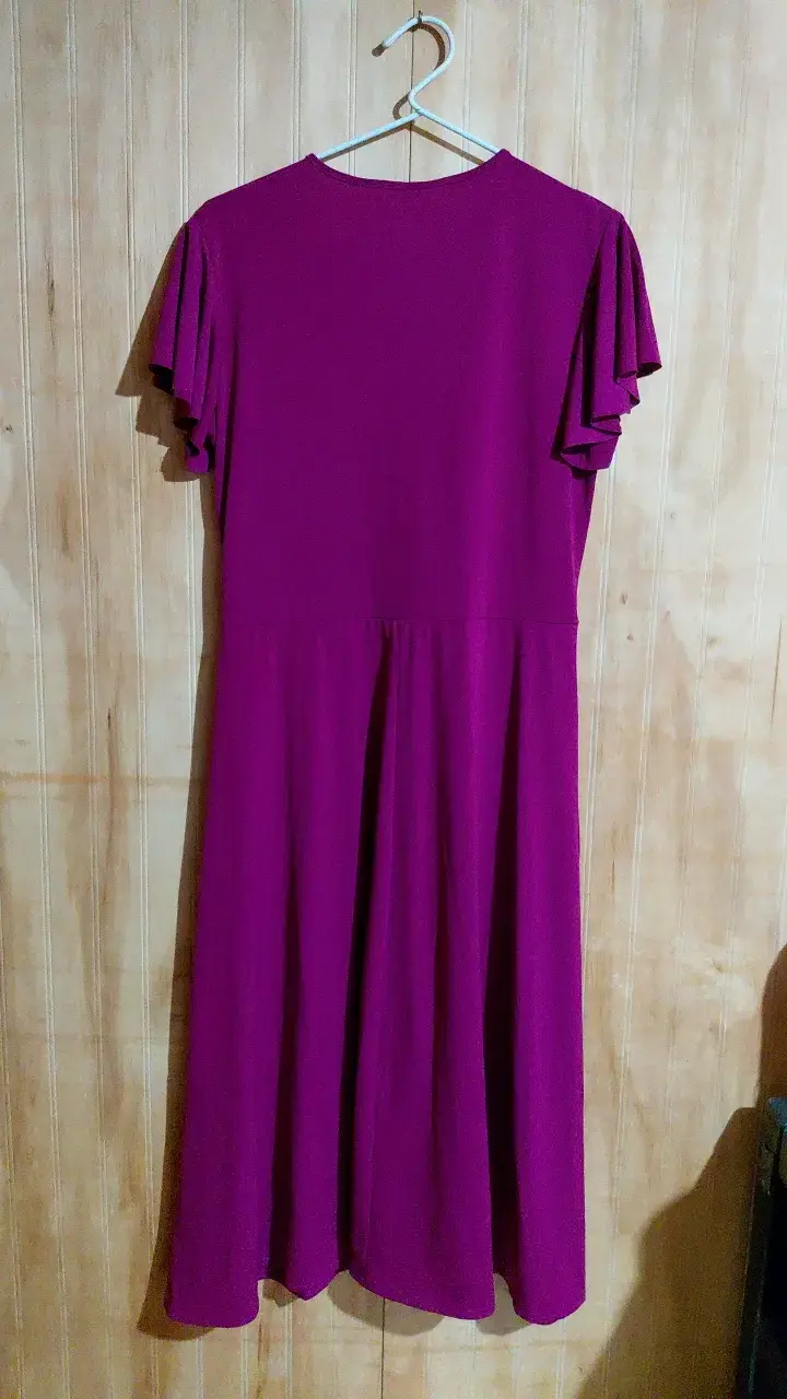 Vestido largo fucsia manga corta - 2