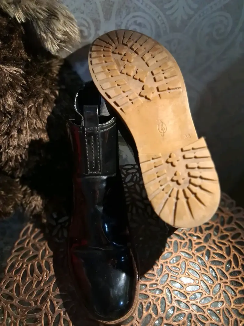 Botines de cuero negro para mujer - 3