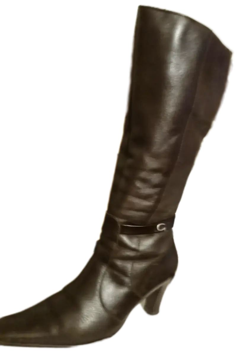 Botas de cuero marrón con tacón alto - 1
