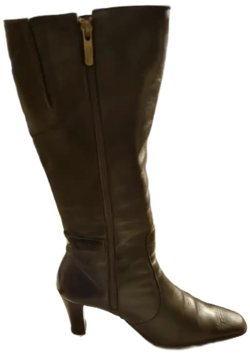 Botas de cuero marrón con tacón alto - 2