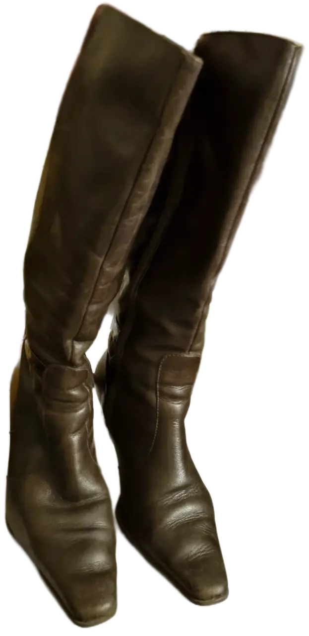 Botas de cuero marrón con tacón alto - 4