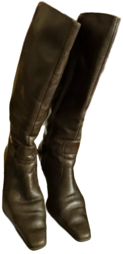 Botas de cuero marrón con tacón alto - miniatura 4