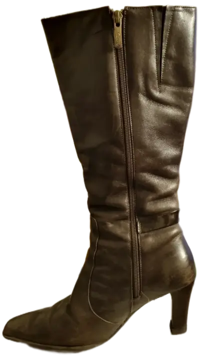 Botas de cuero marrón con tacón alto - miniatura 6
