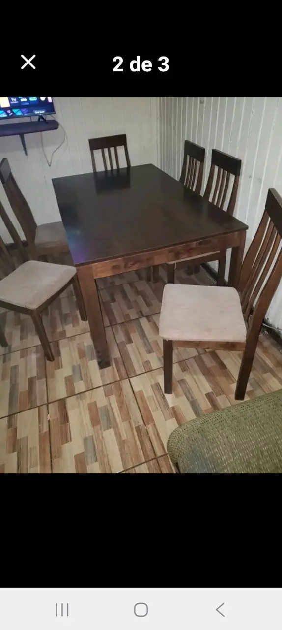 Juego de comedor de madera para 6 personas - 2