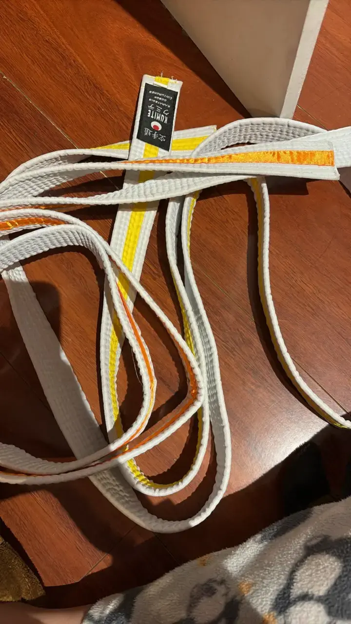 Cinturón de aikido  blanco con amarillo y naranja - 3