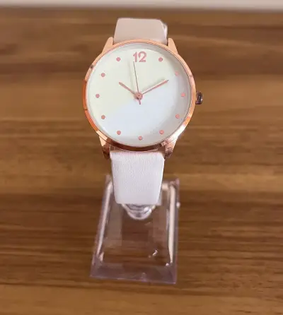 Reloj de pulsera elegante amarillo con beige claro - miniatura 1
