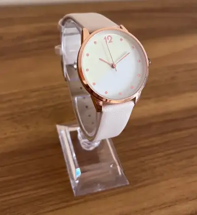 Reloj de pulsera elegante amarillo con beige claro - miniatura 2