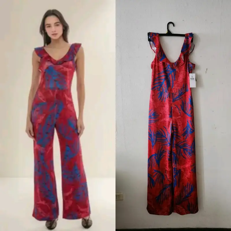Enterito largo rojo con estampado azul