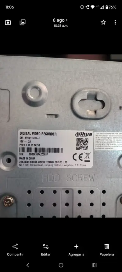 Grabador de Video Digital Dahua XVR4116HS-I - miniatura 4