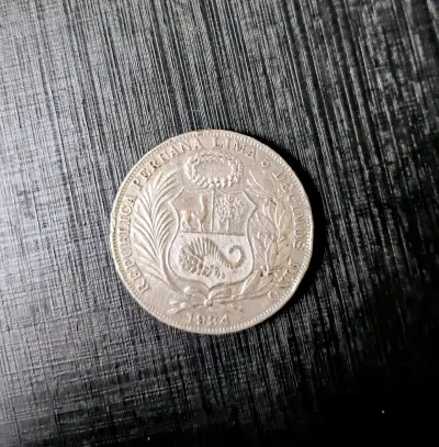 Moneda de plata Perú 1 Sol 1934 - miniatura 2