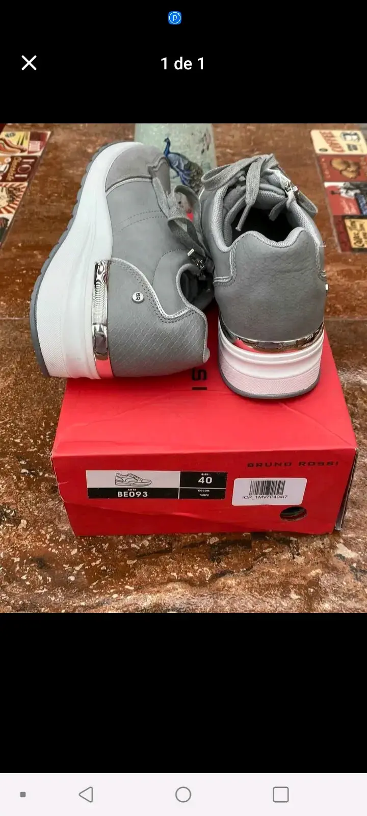 Zapatillas deportivas grises Bruno Rossi talla 40